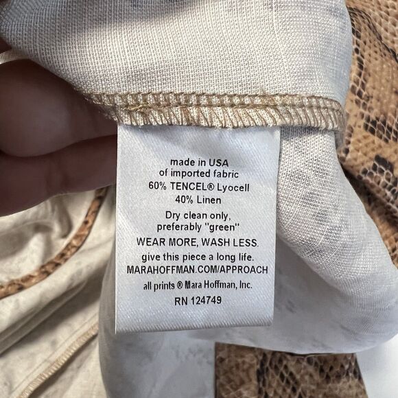 NEW Mara Hoffman Sz 0 Silvana Dress Snake Print Tencel Linen Button Front Midi - Picture 6 of 10